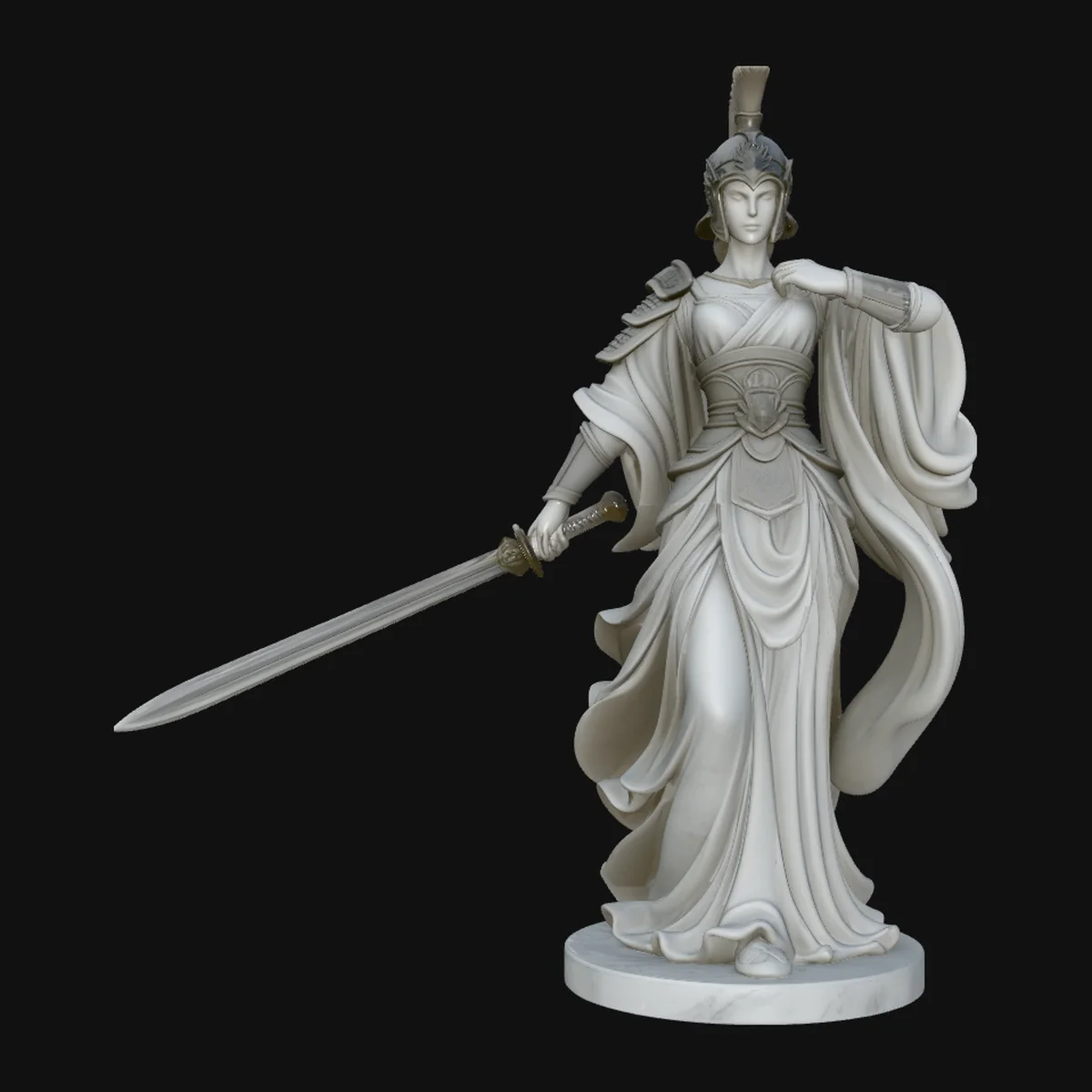 Armored Warrior Goddess Statue Design 3