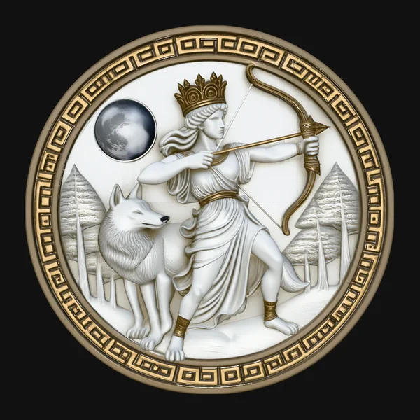 Artemis Moon Relief Medallion Pendant Design 1