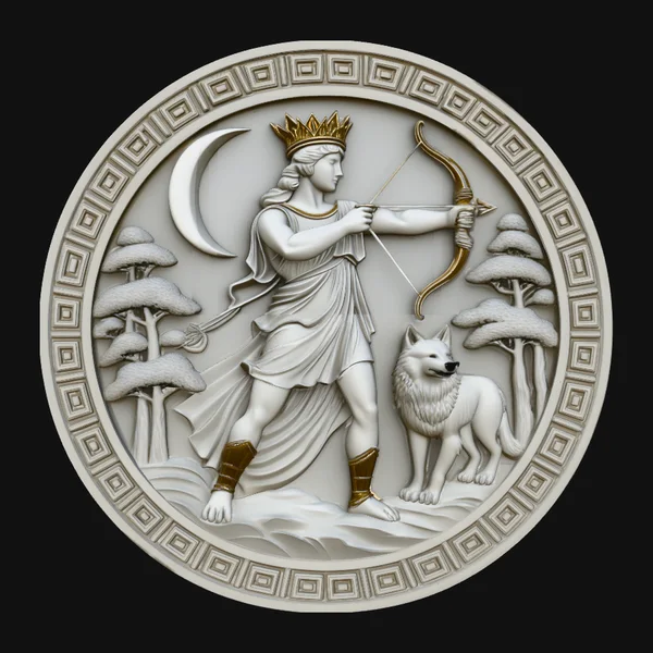 Artemis Moon Relief Medallion Pendant Design 2