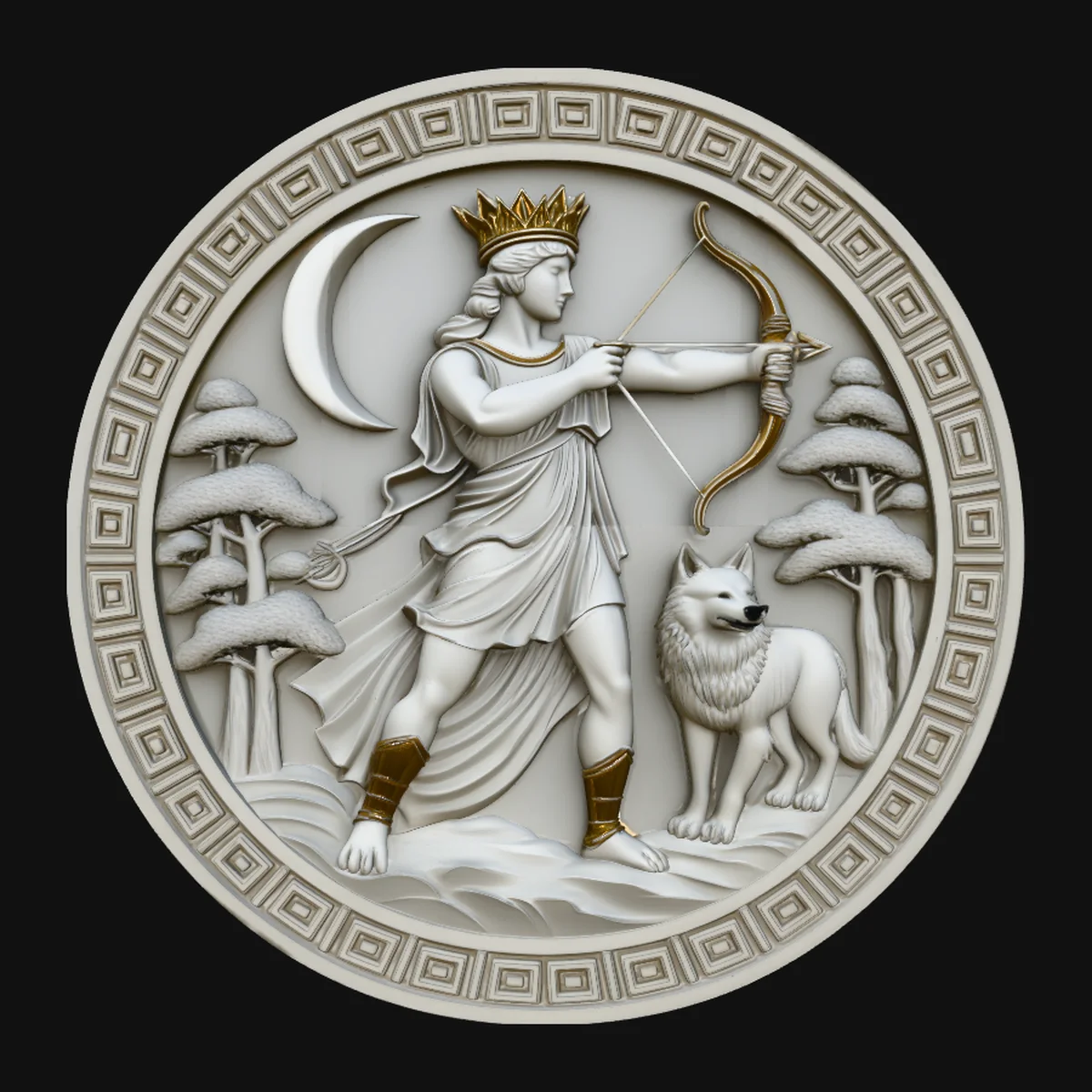 Artemis Moon Relief Medallion Pendant Design 2