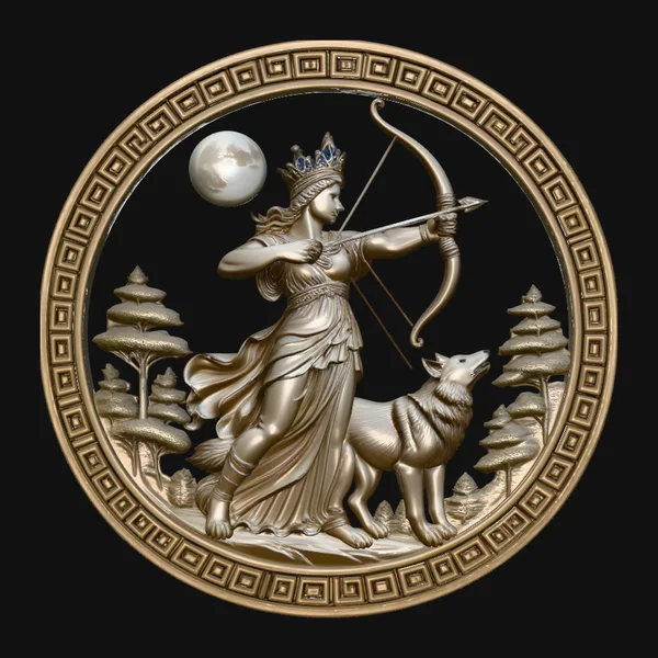 Artemis Moon Relief Medallion Pendant Design 3