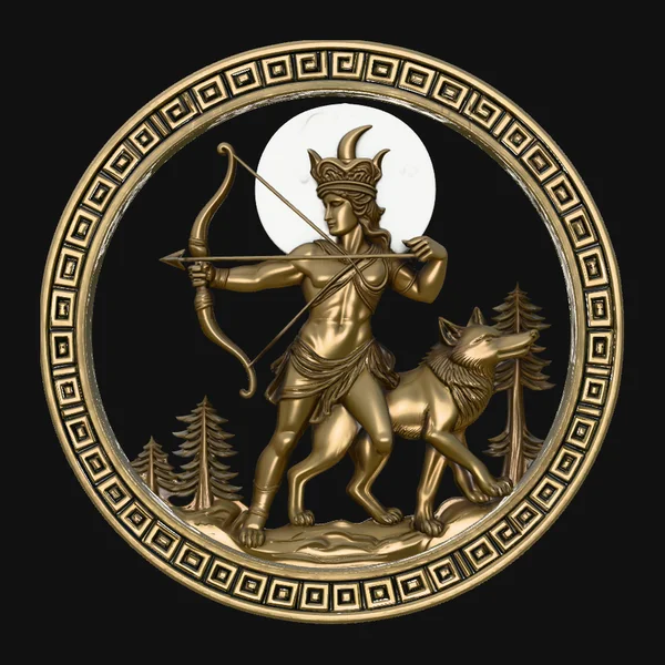 Artemis Moon Relief Medallion Pendant Design 4