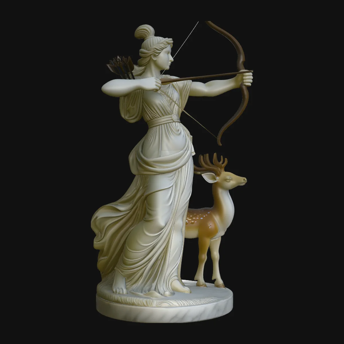 Artemis with Bow and Deer Statue Design 1
