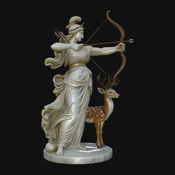 Artemis with Bow and Deer Statue Design 4