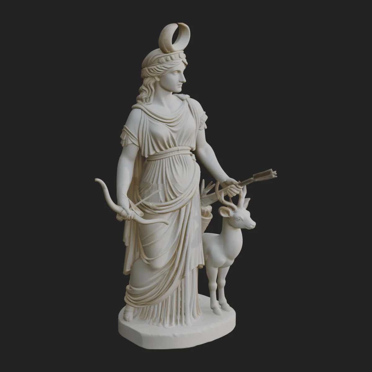 Artemis with Bow and Deer Statue Design 5
