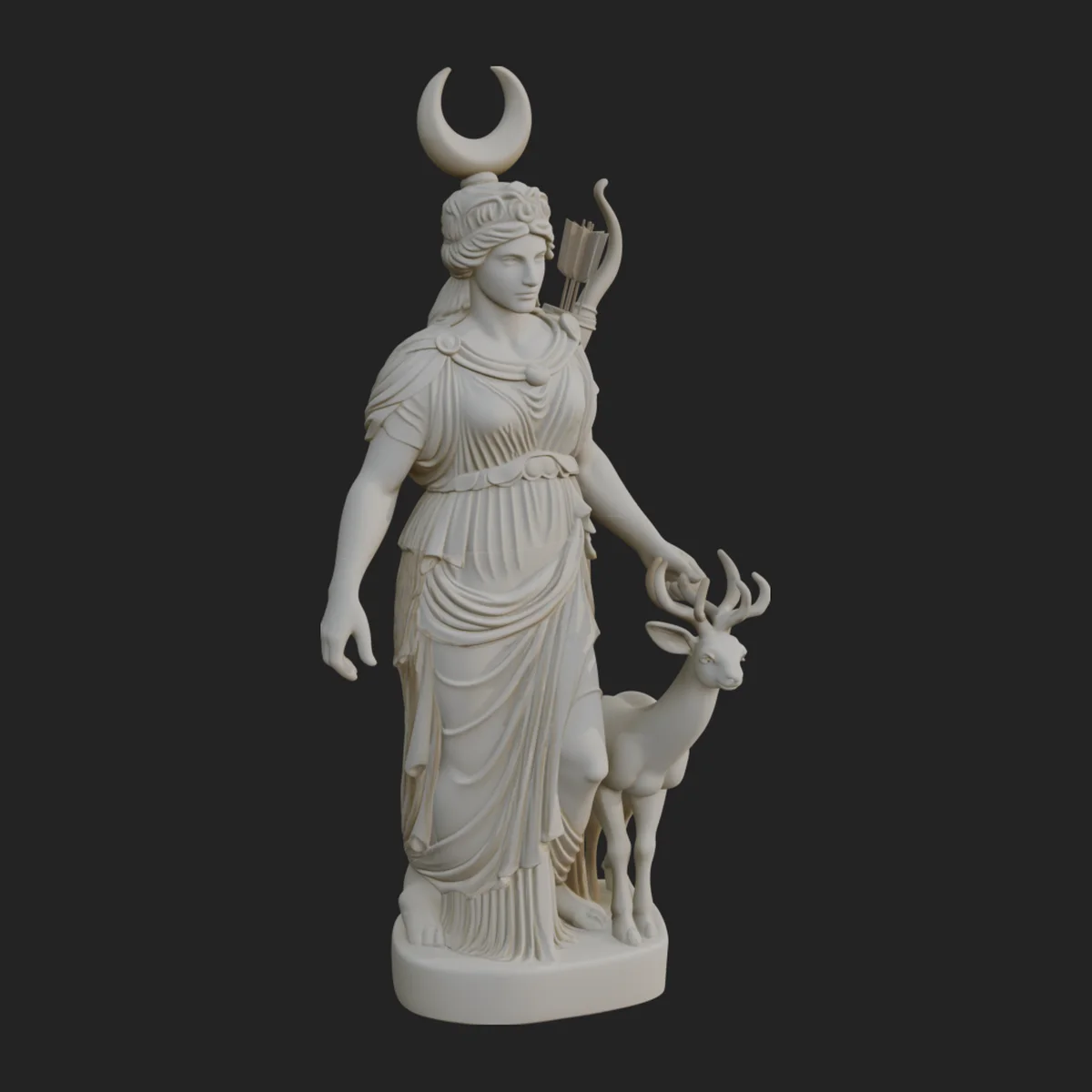 Artemis with Bow and Deer Statue Design 7