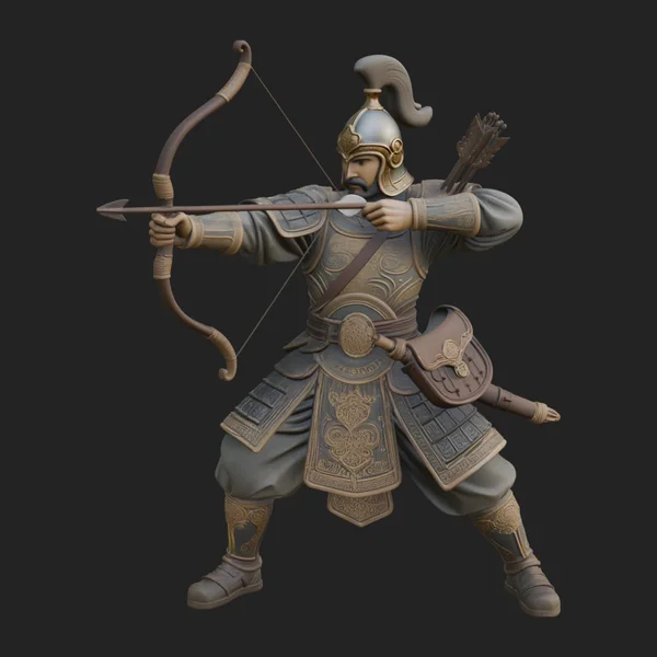 Asian Armored Archer Statue Design 1