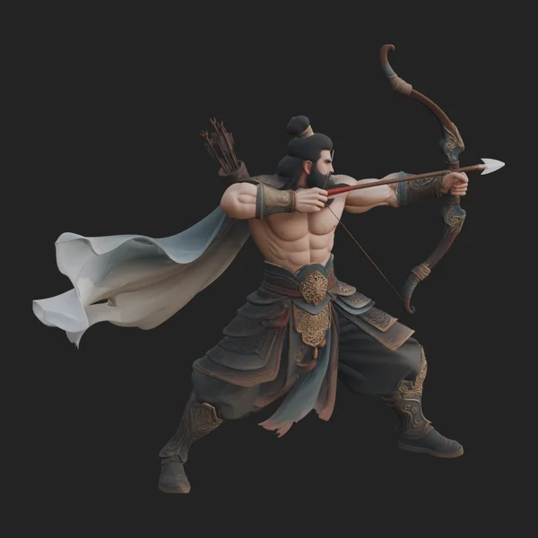 Asian Armored Archer Statue Design 4