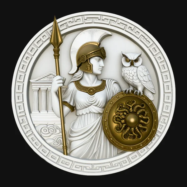Athena with Owl Relief Medallion Pendant Design 2