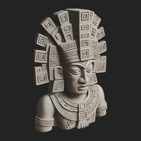 Aztec Warrior Bust Statue Design 1