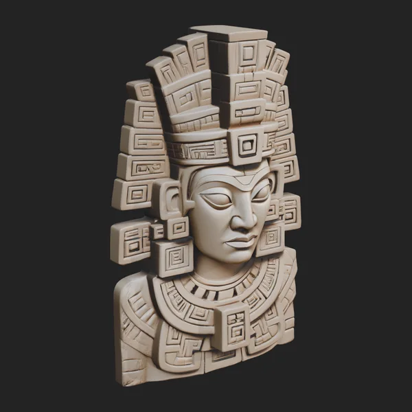 Aztec Warrior Bust Statue Design 5