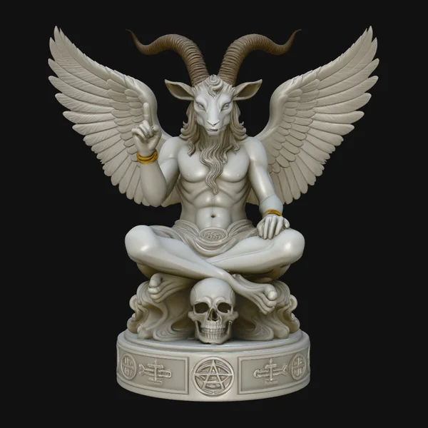 Baphomet on Skull Throne Statue Design 1