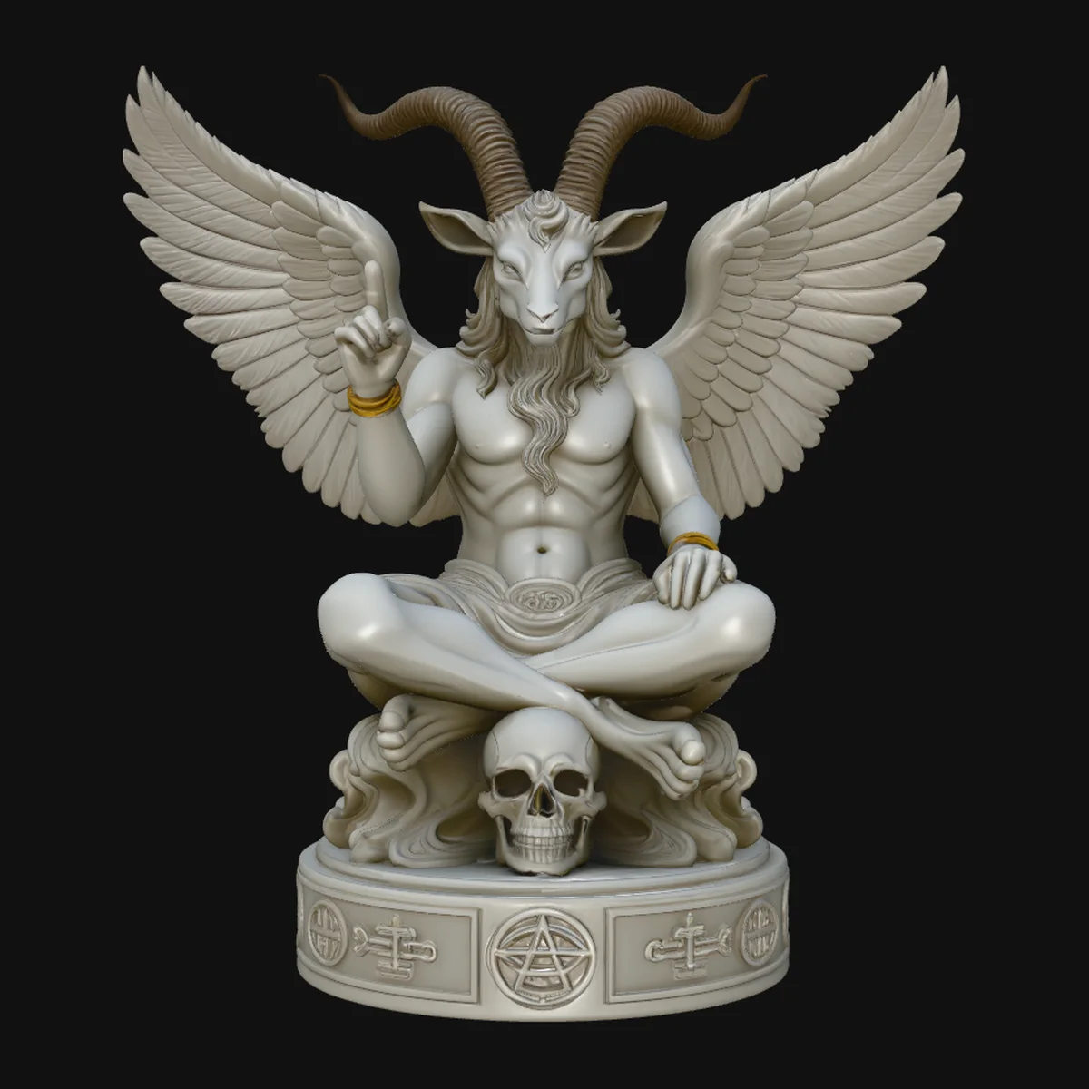Baphomet on Skull Throne Statue Design 1