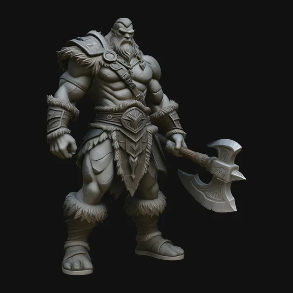 Barbarian with Axe Statue Design 1