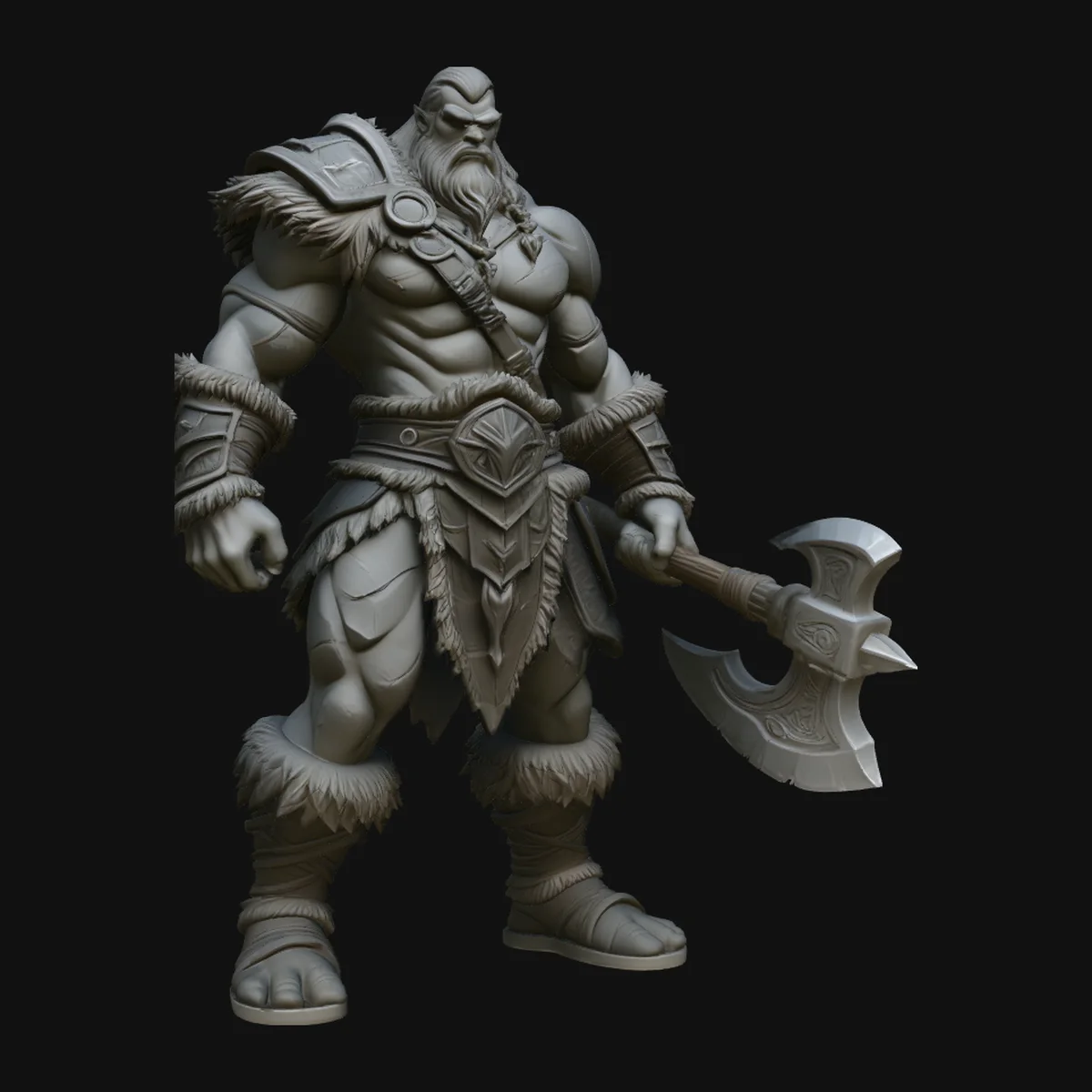 Barbarian with Axe Statue Design 1