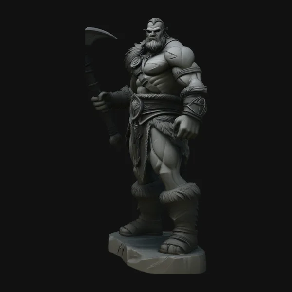 Barbarian with Axe Statue Design 2