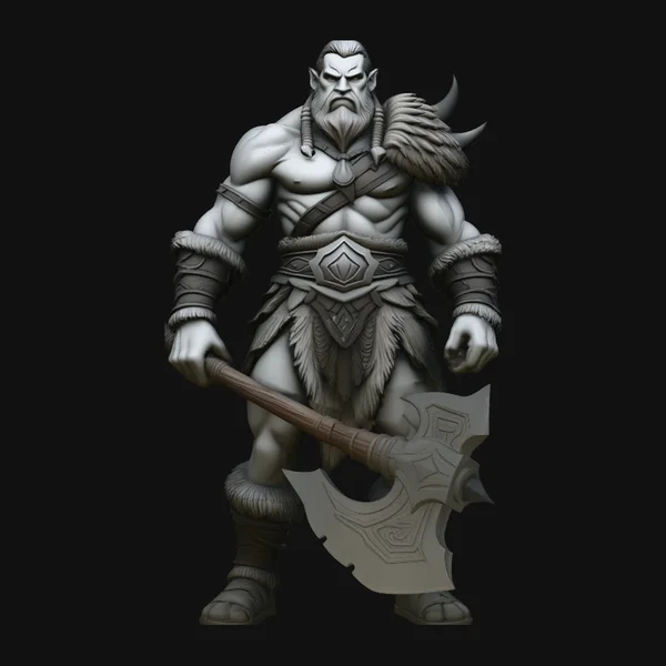Barbarian with Axe Statue Design 3