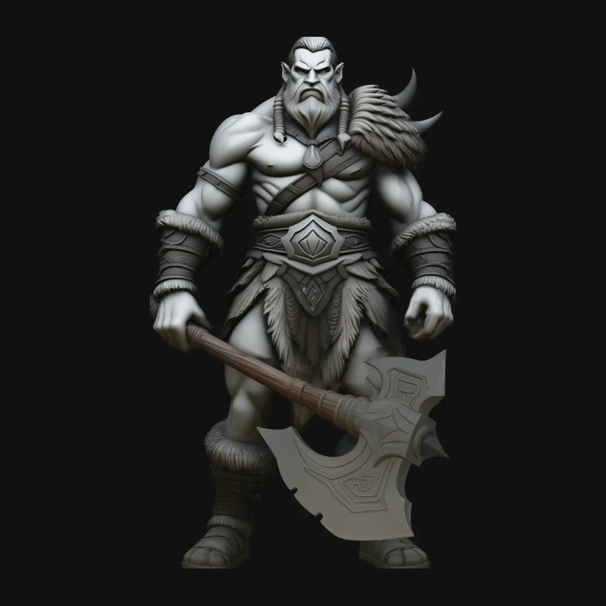 Barbarian with Axe Statue Design 3