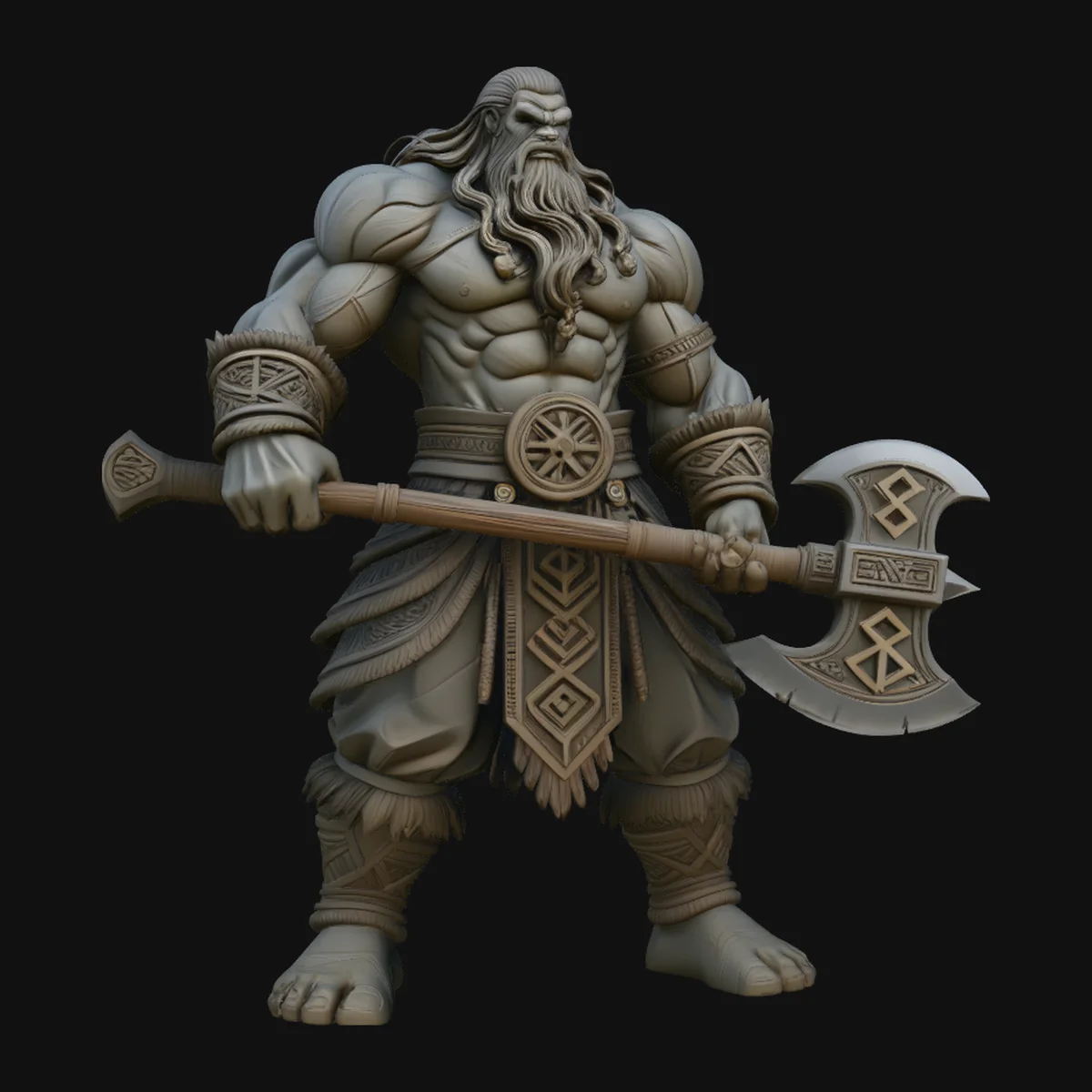 Barbarian with Axe Statue Design 5