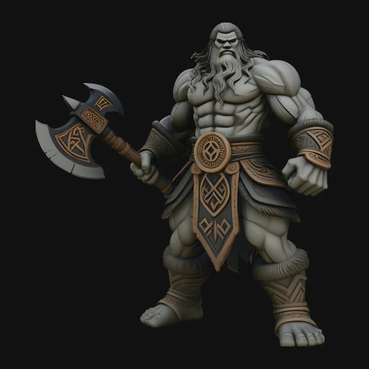 Barbarian with Axe Statue Design 6