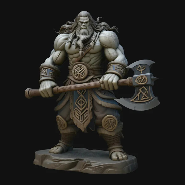 Barbarian with Axe Statue Design 7