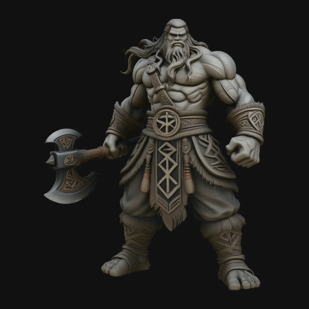 Barbarian with Axe Statue Design 8