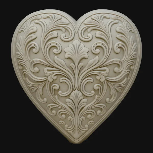 Baroque Damask Heart Pendant Design 1