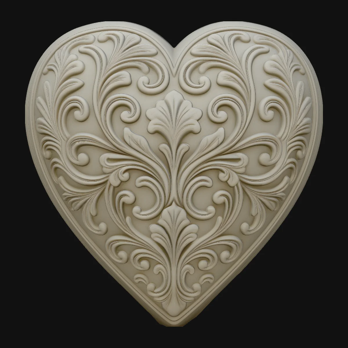 Baroque Damask Heart Pendant Design 1