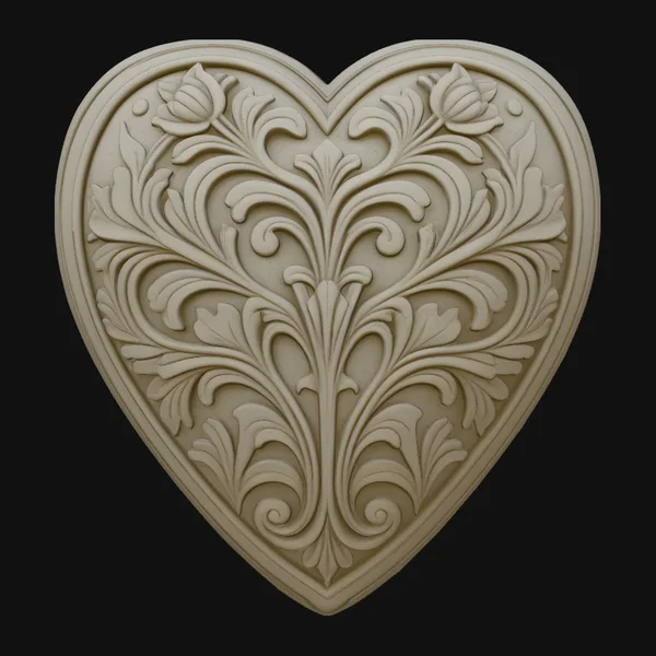 Baroque Damask Heart Pendant Design 2
