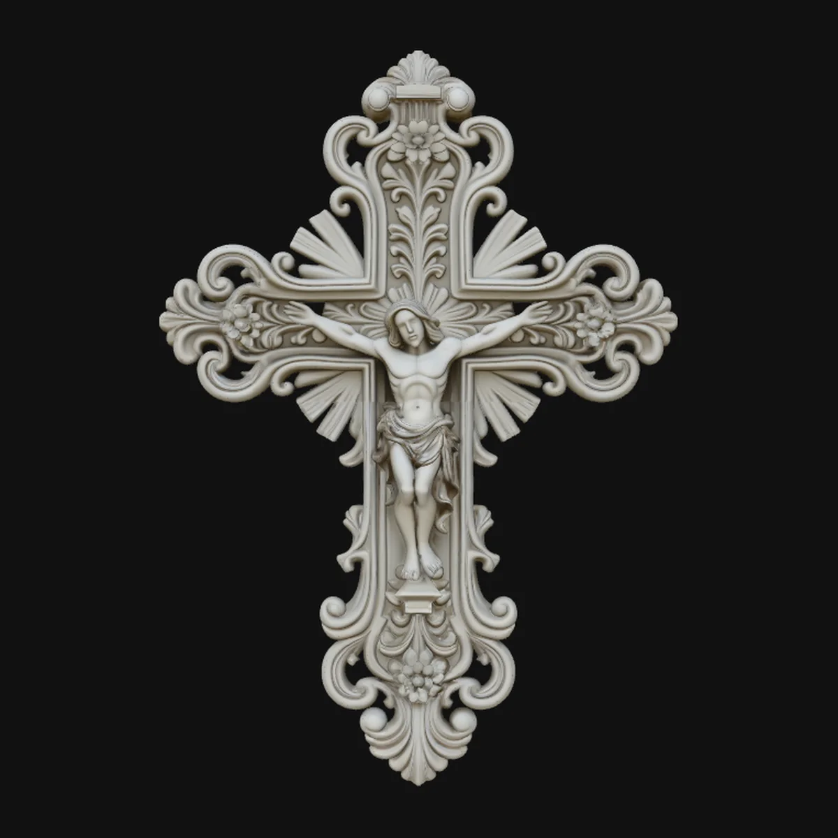 Baroque Filigree Crucifix Pendant Design 1