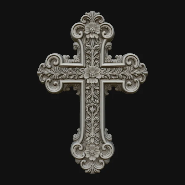 Baroque Ornate Cross Pendant Design 1