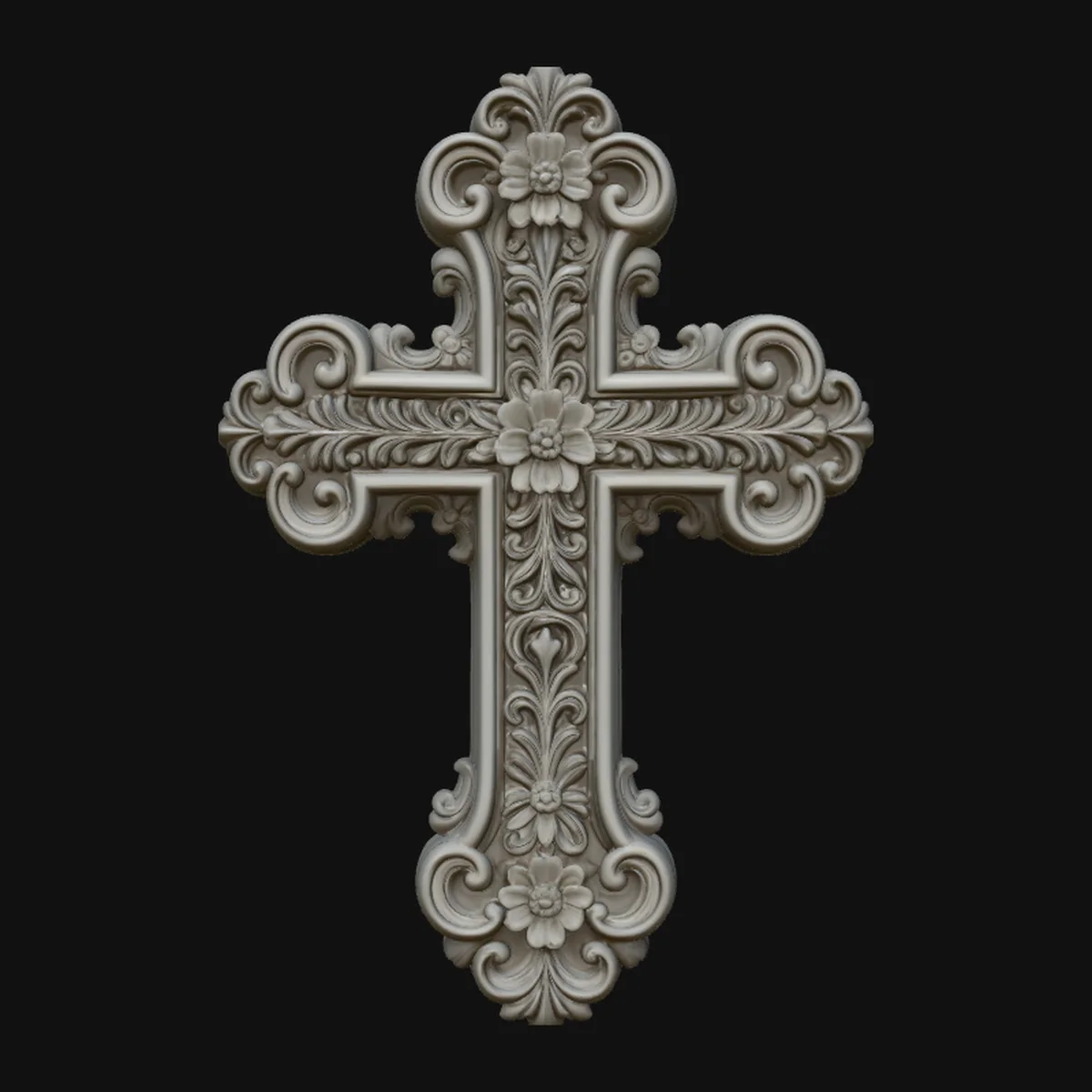 Baroque Ornate Cross Pendant Design 1