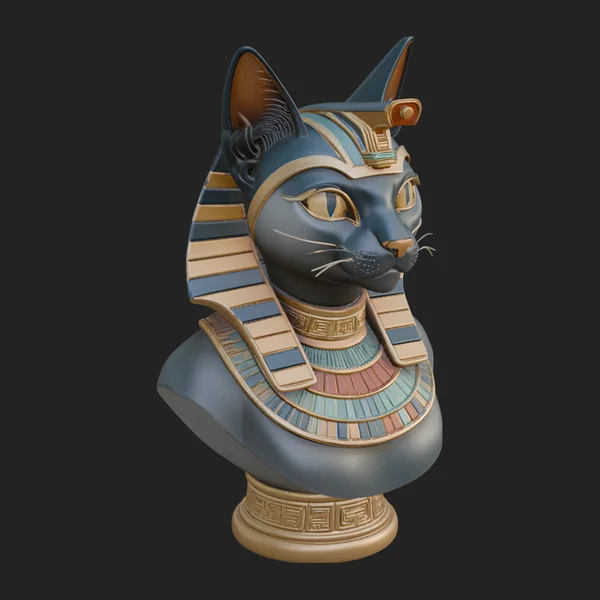 Bastet Cat Goddess Bust Statue Design 2