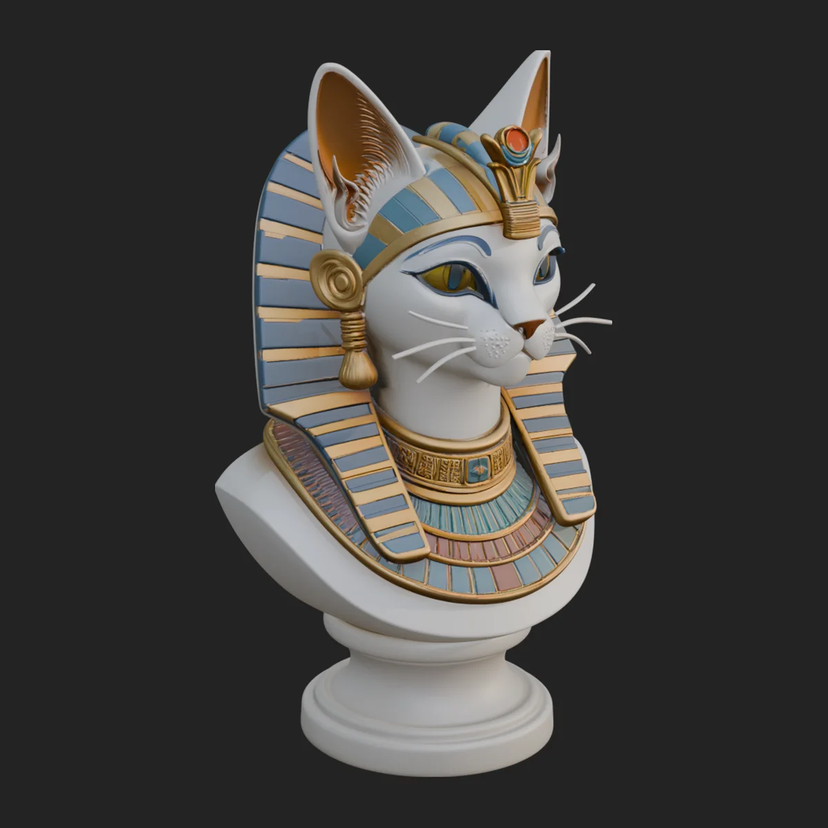 Bastet Cat Goddess Bust Statue Design 4