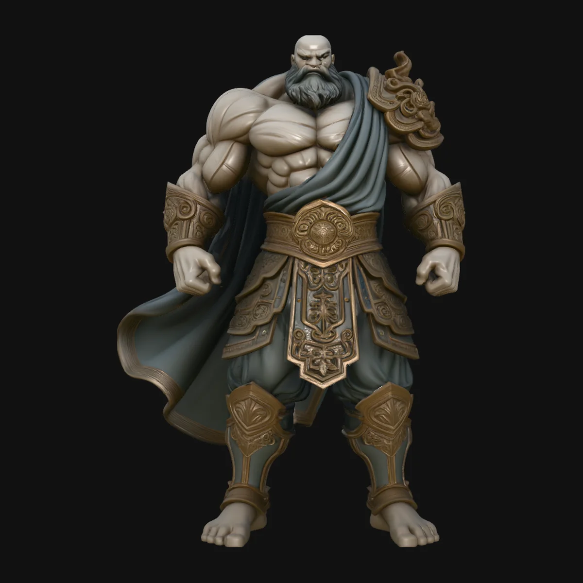 Bearded Warrior God Statue Design 1