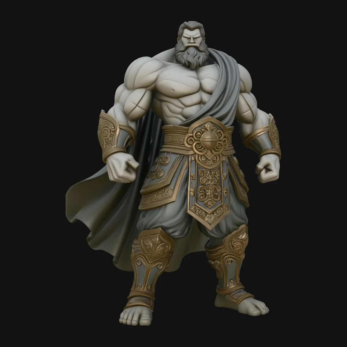 Bearded Warrior God Statue Design 3