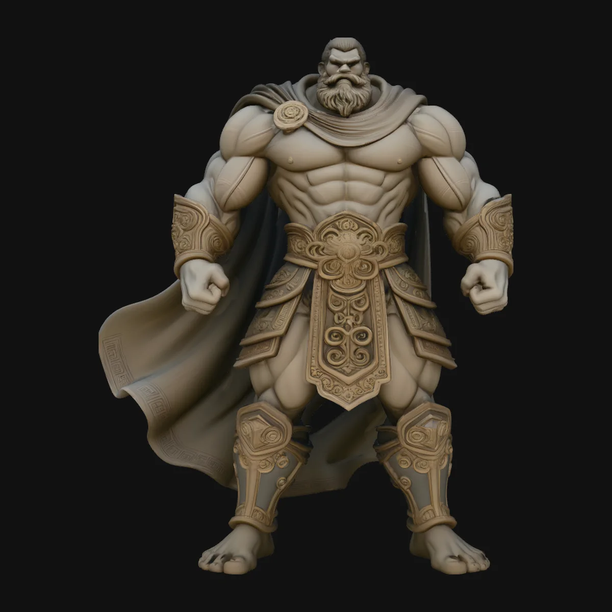 Bearded Warrior God Statue Design 4
