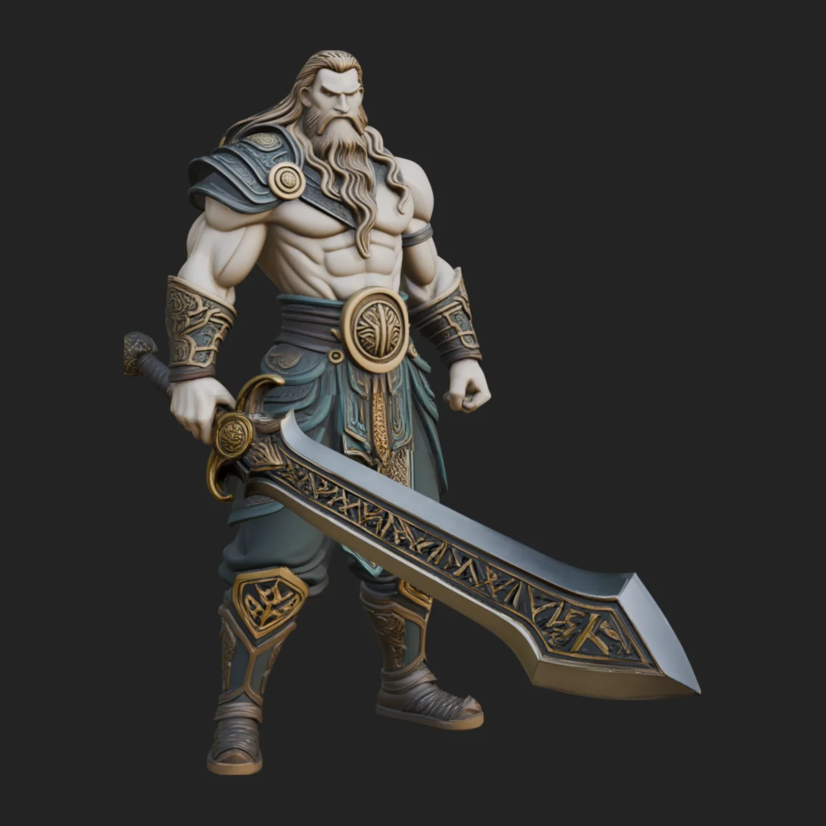 Bearded Warrior God Statue Design 5