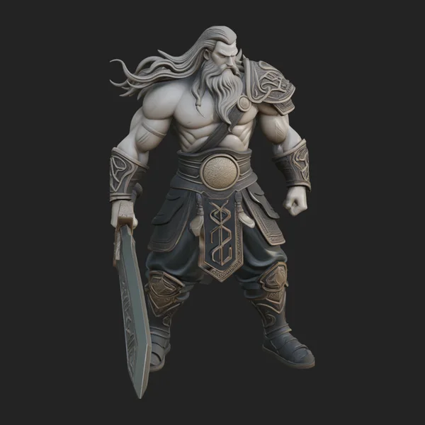 Bearded Warrior God Statue Design 6