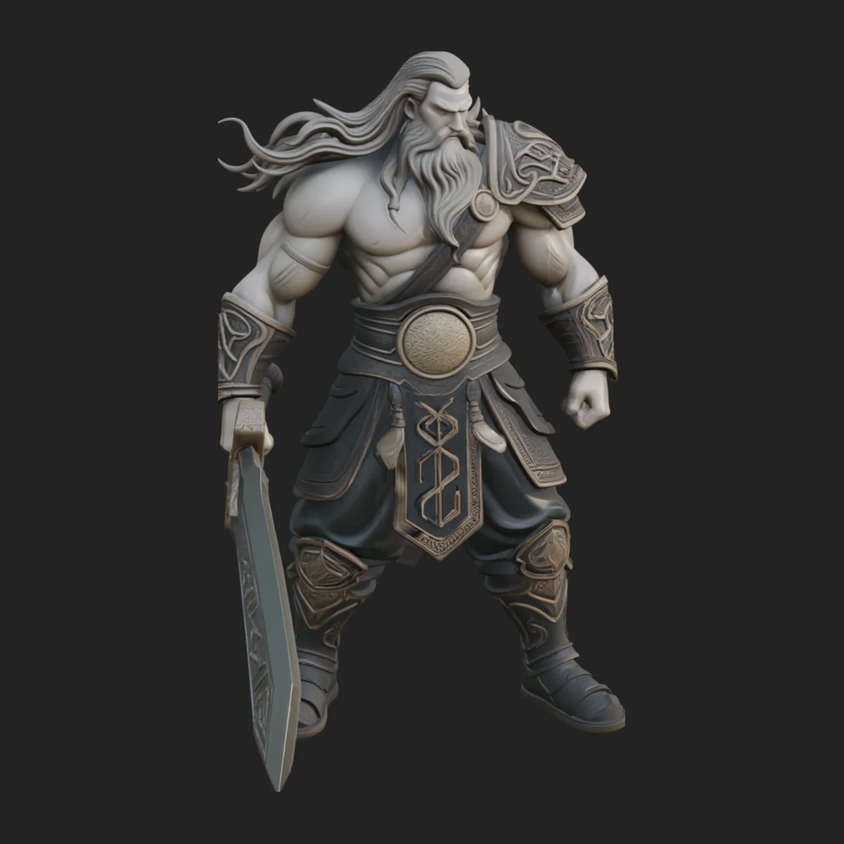 Bearded Warrior God Statue Design 6