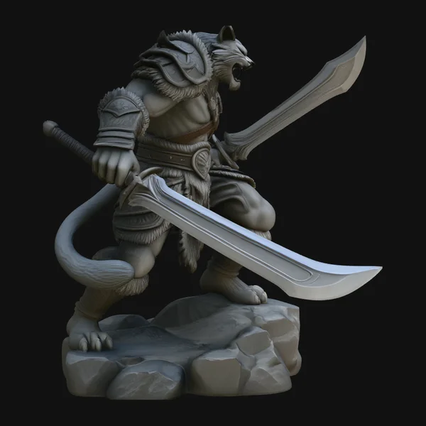 Beast Warrior with Dual Blades Statue Design 1