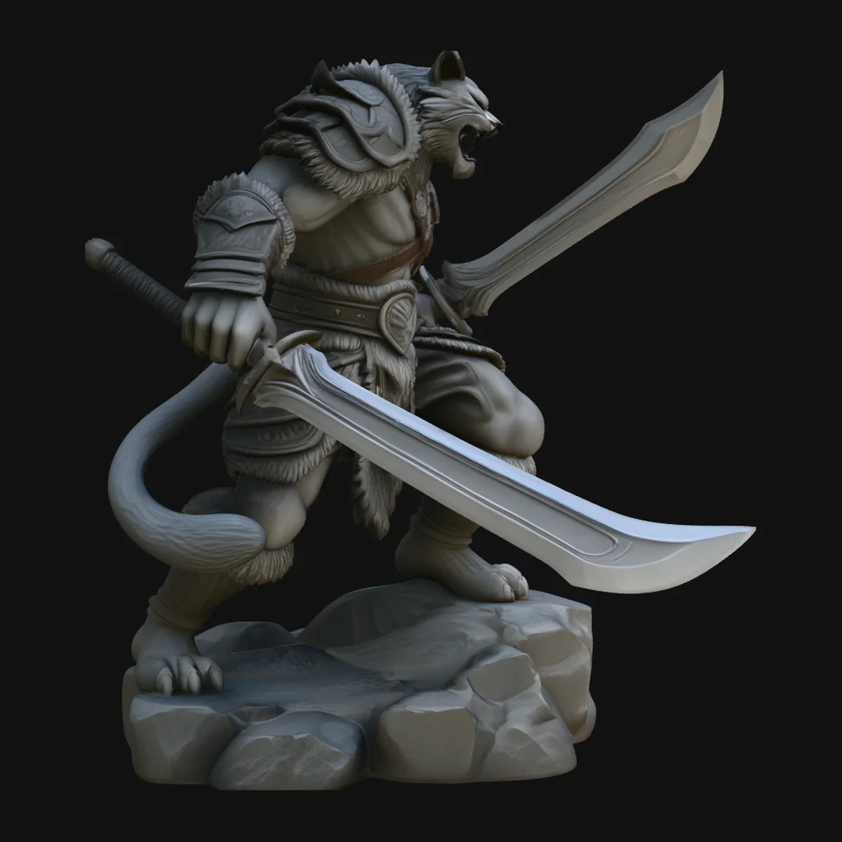 Beast Warrior with Dual Blades Statue Design 1