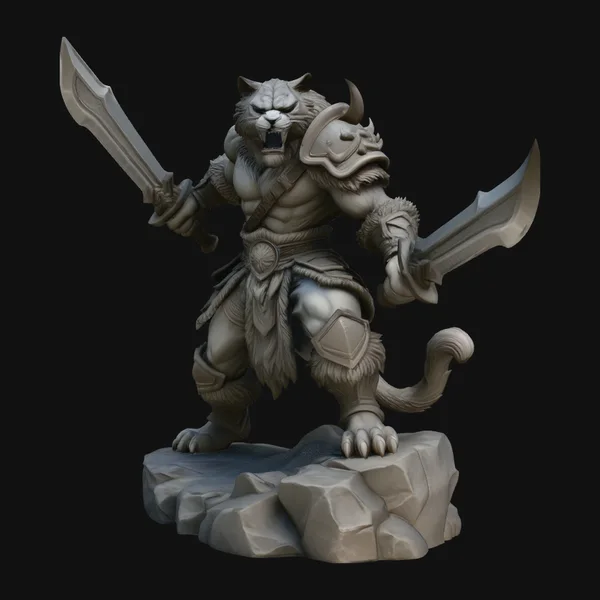 Beast Warrior with Dual Blades Statue Design 2