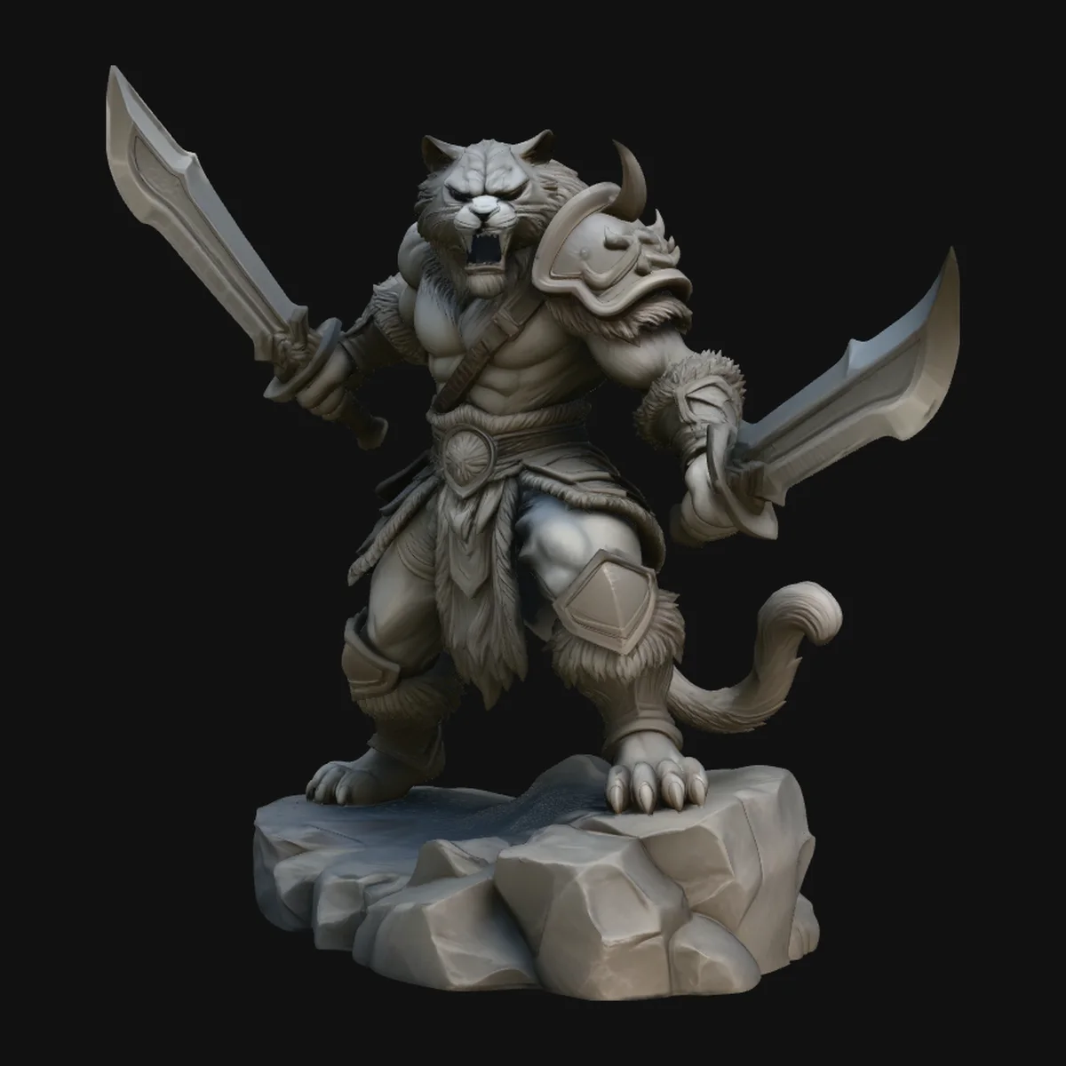 Beast Warrior with Dual Blades Statue Design 2