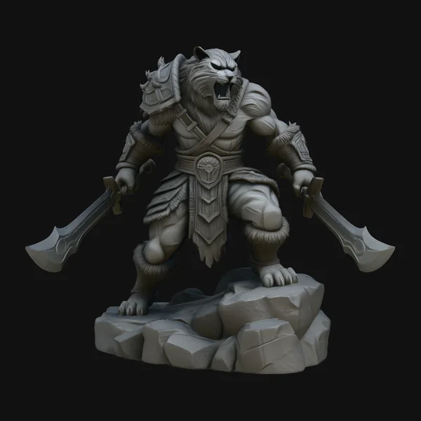 Beast Warrior with Dual Blades Statue Design 3