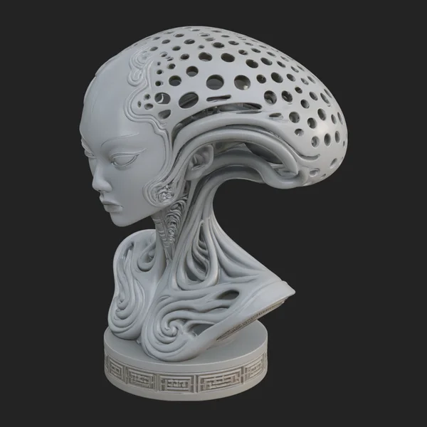 Biomechanical Alien Bust Statue Design 10