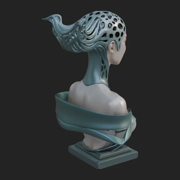 Biomechanical Alien Bust Statue Design 12