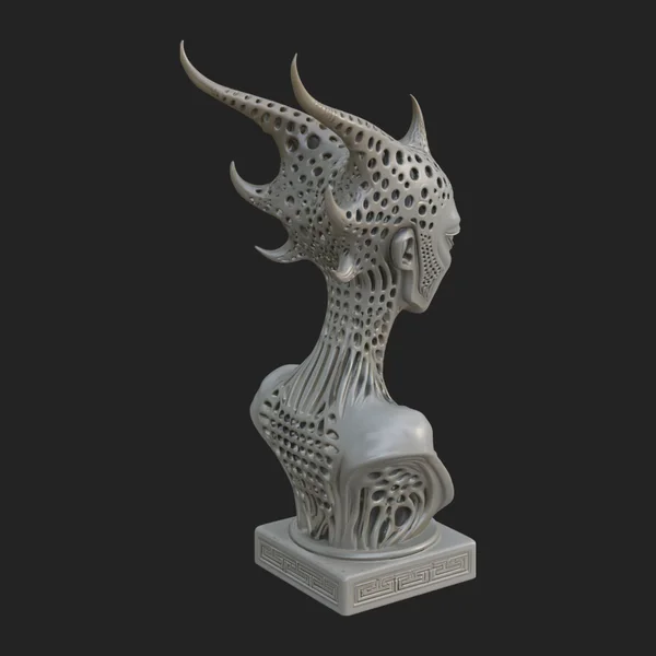 Biomechanical Alien Bust Statue Design 13