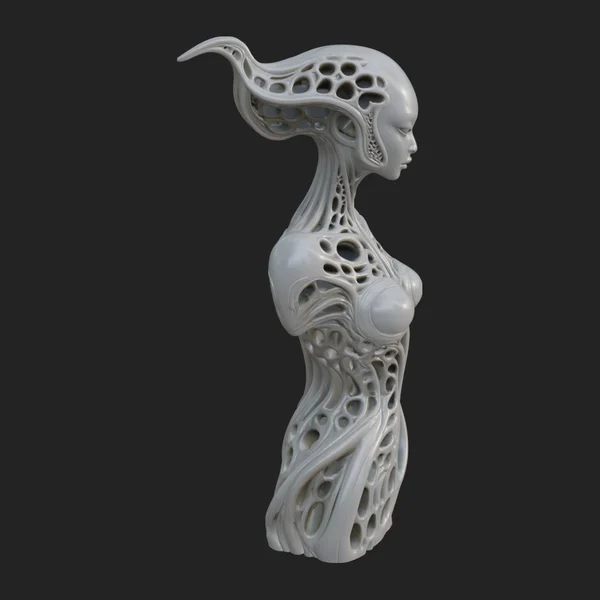Biomechanical Alien Bust Statue Design 14