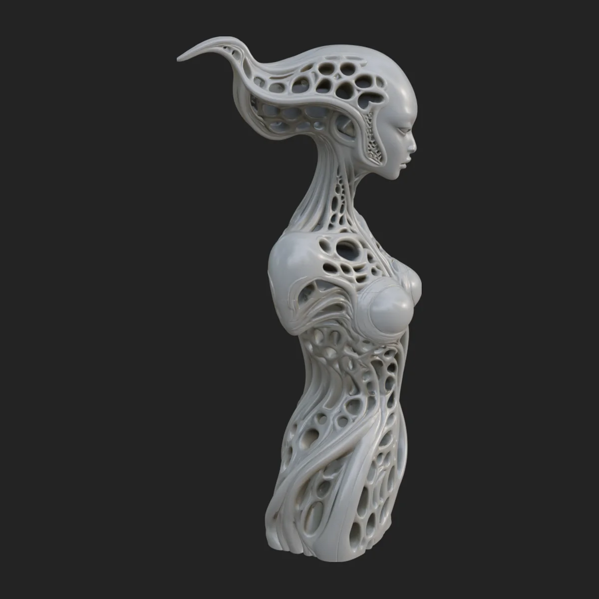 Biomechanical Alien Bust Statue Design 14